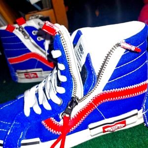 VANS SK8 Hi Reissue CAP Blue Red SUEDE Canvas SKATEBOARD Shoes